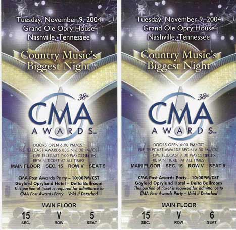 Neal's CMA Awards Tickets